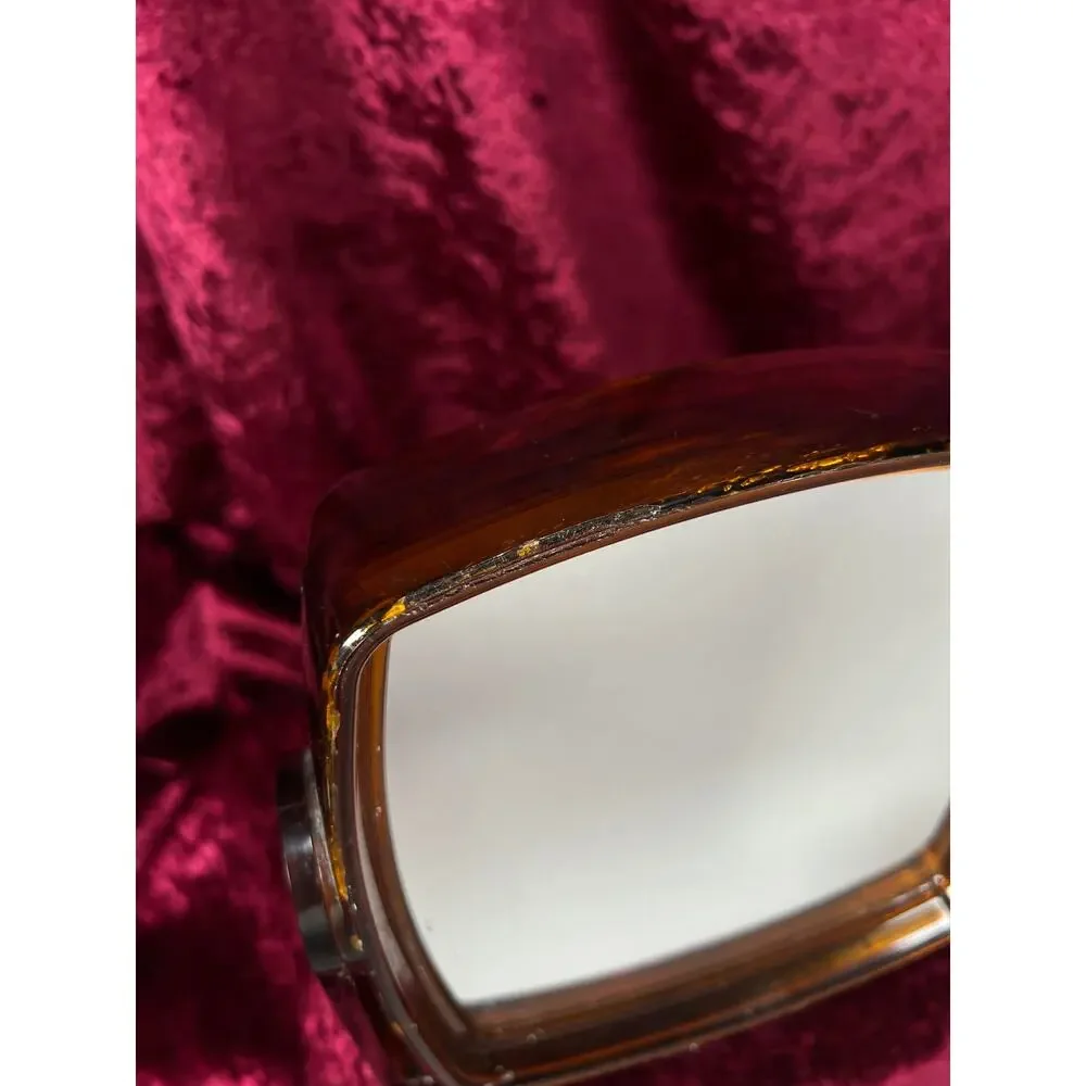 Vintage Tortoiseshell  Lucite Vanity Mirror - Swivel Tabletop Makeup Mirror